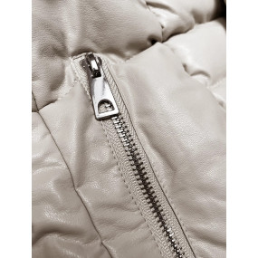 Ecru perový kabát s kožušinou Ann Gissy (AG9-9003)