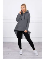 Zateplená mikina s dlouhými zády a kapucí v grafitové barvě Zateplená mikina s dlouhými zády a kapucí v grafitové barvě