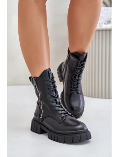 Ocieplane Botki Workery Damskie Z Eko Skóry Big Star MM274578 Czarne