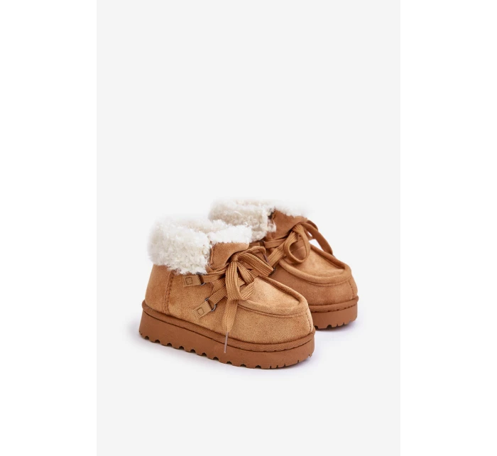 Śniegowce Botki Dziecięce Ocieplane Futerkiem Camel Adelane