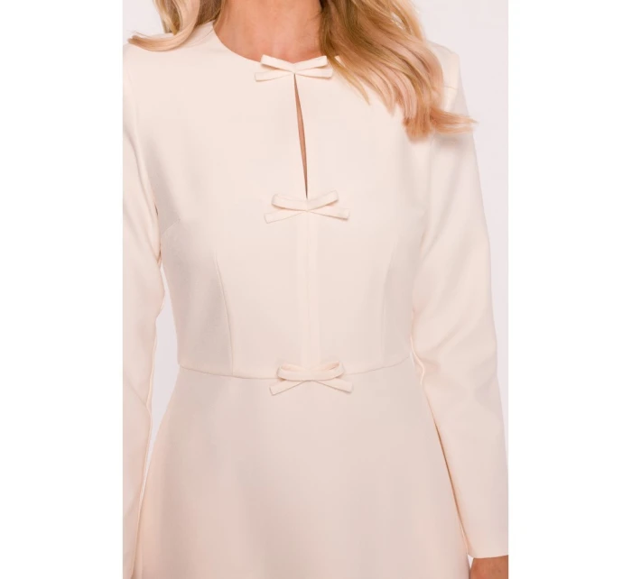 S414 Šaty s mašľou - slonovinová kosť S414 Šaty s mašľou - slonovinová kosť