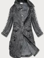 Voľná čierna dámska džínsová bunda/prehoz cez oblečenie (POP7017-K)