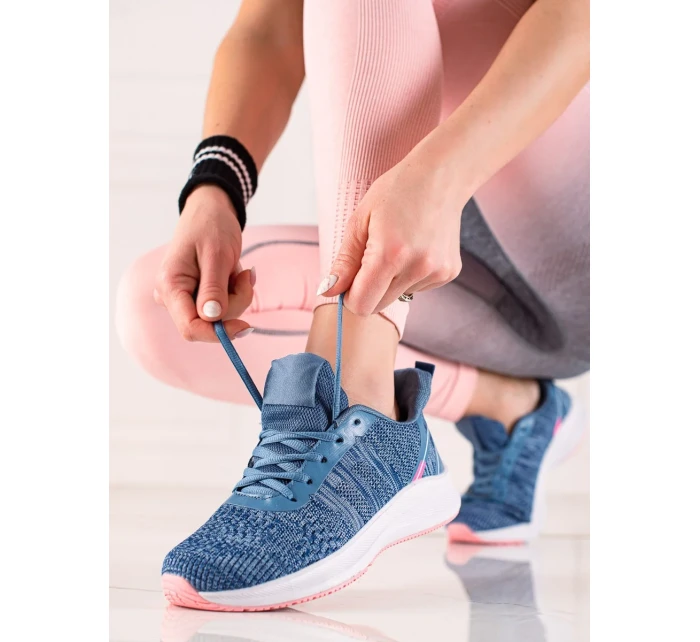 Praktické dámske tenisky modré bez podpätku Praktické dámske tenisky modré bez podpätku