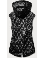 Čierna prešívaná dámska vesta s kapucňou (CAN-562BIG)