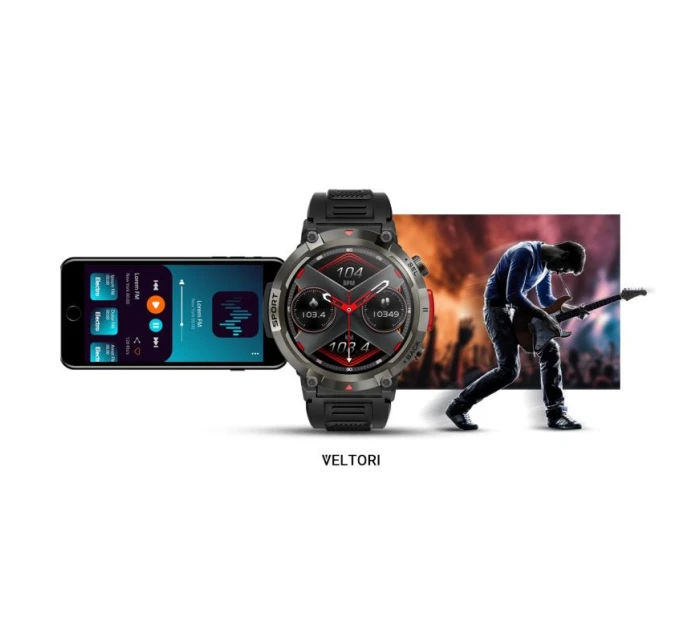 VELTORI VT140-1 Smartwatch Čierny silikónový remienok VELTORI VT140-1 Smartwatch Čierny silikónový remienok