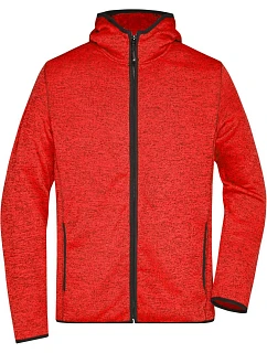 JN Pánská pletená fleecová bunda s kapucí 02.0 red melange/black model 22487244 - Daiber