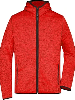 JN Pánská pletená fleecová bunda s kapucí 02.0 red melange/black model 22487244 - Daiber