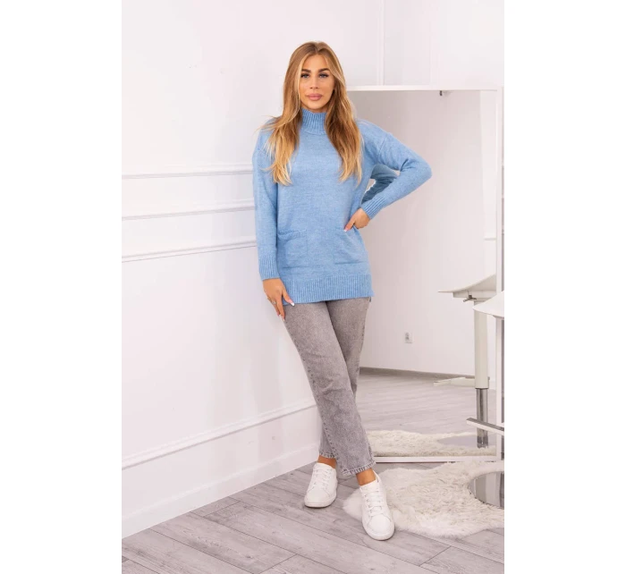 Stojanový sveter modrý