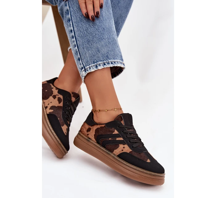 Dámské tenisky na platformě s flíčky černé Denissa