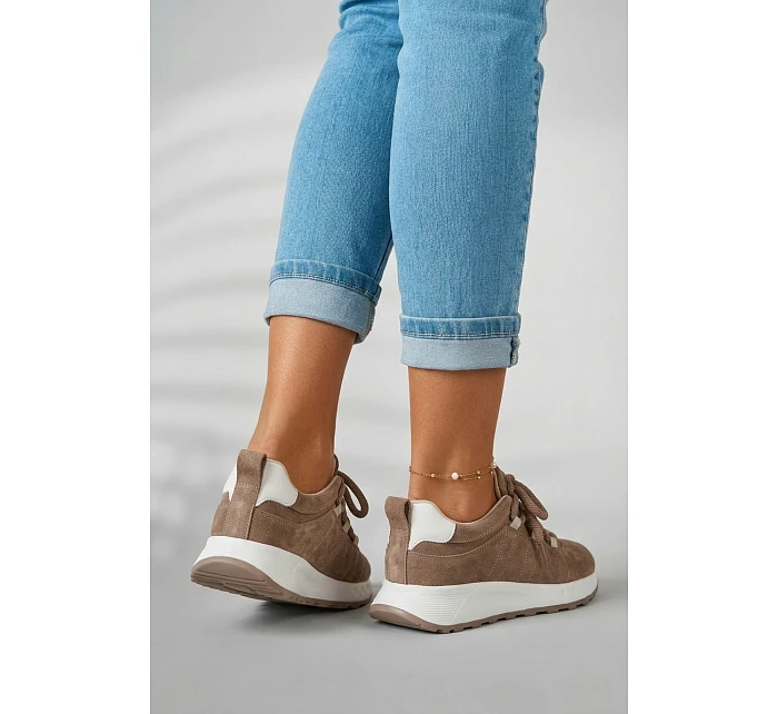 Dámské kožené semišové tenisky Hnědé Bemela