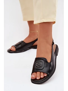 Dámské sandály na nízkém podpatku s ozdobou model 22133753 Černé - S.Barski