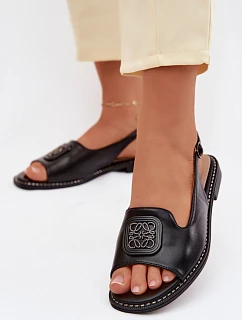 Dámské sandály na nízkém podpatku s ozdobou model 22133753 Černé - S.Barski