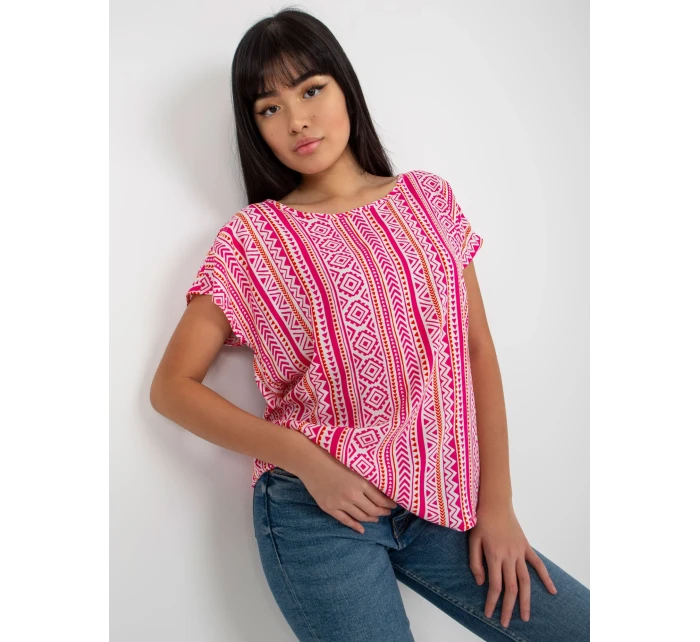 Dámska blúzka D73771R10978P biela a ružová - FPrice