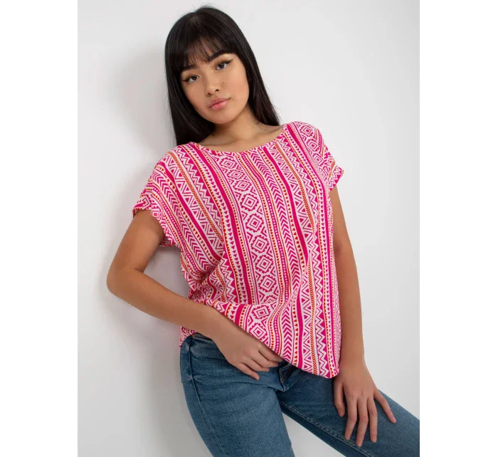 Dámska blúzka D73771R10978P biela a ružová - FPrice