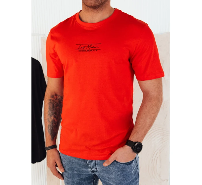 Pánské oranžové tričko s potiskem Dstreet model 21975006 - FashionStreet