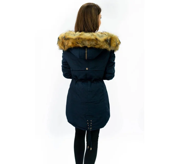 Tmavomodrá teplá dámska zimná bunda parka (w165) Tmavomodrá teplá dámska zimná bunda parka (w165)