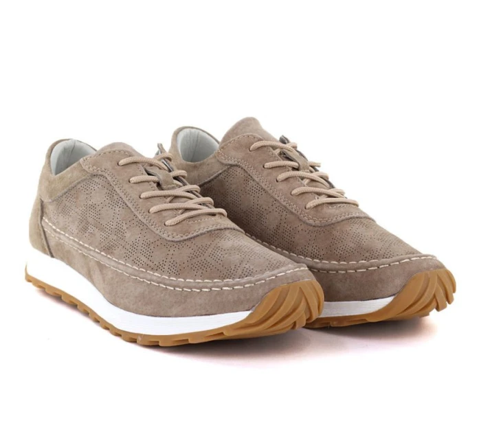 Dámske semišové kožené poltopánky svetlohnedé Sergio Leone SP001