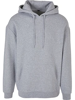 Build your Brand BB 006 Oversize mikina s kapucňou z hrubej bavlny 56.B006 melírovaná šedá