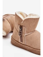 Dziecięce Wsuwane Ocieplane Botki Śniegowce Beżowe Catellie Dziecięce Wsuwane Ocieplane Botki Śniegowce Beżowe Catellie