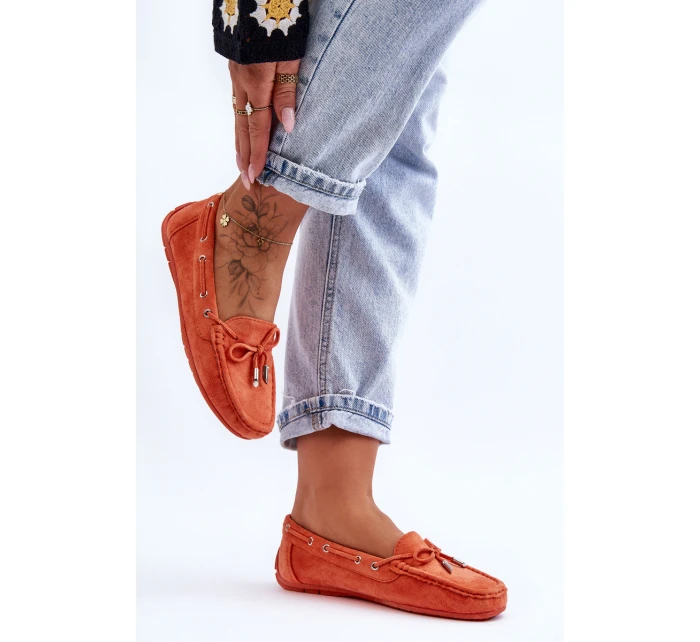 Damskie Zamszowe Mokasyny Pomarańczowe Si Passione Damskie Zamszowe Mokasyny Pomarańczowe Si Passione