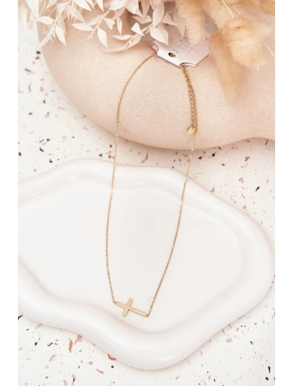 Náhrdelník S Křížkem Chirurgická Ocel Zlatý