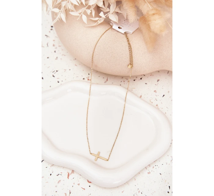 Náhrdelník S Křížkem Chirurgická Ocel Zlatý