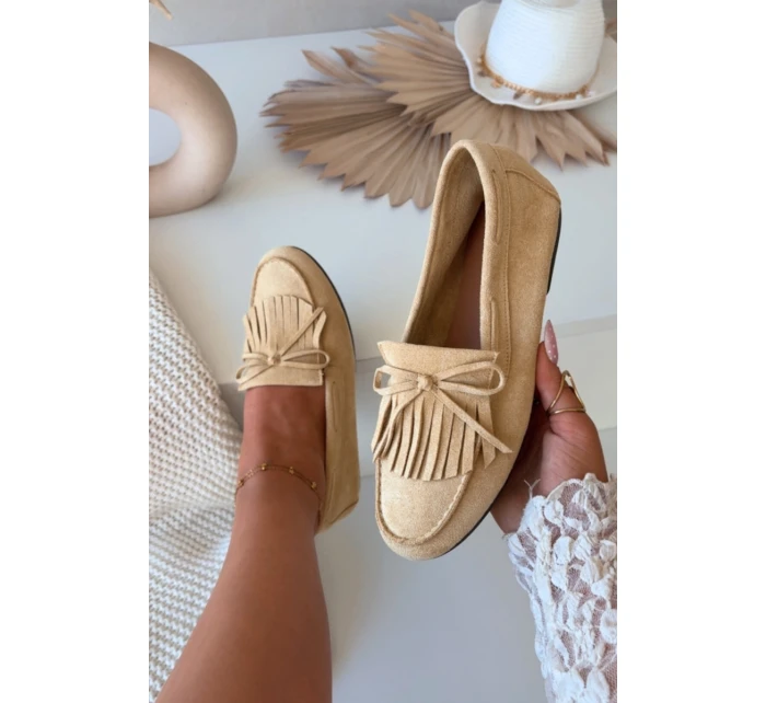 Dámské mokasíny s třásněmi Žluté model 21915094 - Boto