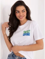 T shirt model 21798130 biało żółty - FPrice T shirt model 21798130 biało żółty - FPrice