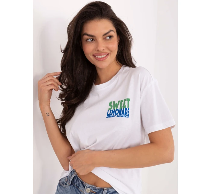 T shirt model 21798130 biało żółty - FPrice T shirt model 21798130 biało żółty - FPrice