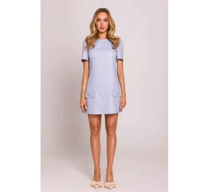 model 20970810 Mini šaty áčkového střihu světle modré - Moe model 20970810 Mini šaty áčkového střihu světle modré - Moe