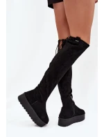 Dámské kozačky nad kolena na platformě Big Star – černé