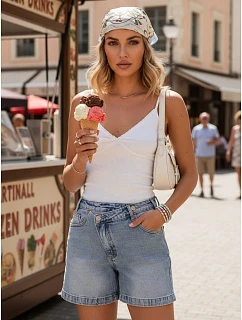 Szorty damskie jeansowe z wysokim stanem niebieskie model 22155345 - FashionStreet