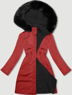 Červeno-čierna obojstranná dámska prechodná bunda J Style (16M9159-275)
