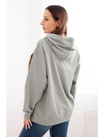 Dámská mikina s kapucí a model 21494997 z bavlny tmavě mátová - K-Fashion