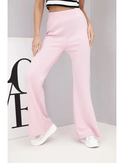Dámské kalhoty s nohavicí světle růžové model 21893639 - K-Fashion
