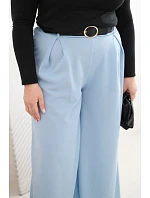 Dámske Plus veľkosť široké nohavice s opaskom Modrá Dámske Plus veľkosť široké nohavice s opaskom Modrá