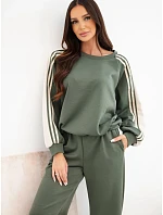 Dámský komplet sportovní z viskózy s dlouhým rukávem a model 22401355 kalhotami khaki - K-Fashion Dámský komplet sportovní z viskózy s dlouhým rukávem a model 22401355 kalhotami khaki - K-Fashion