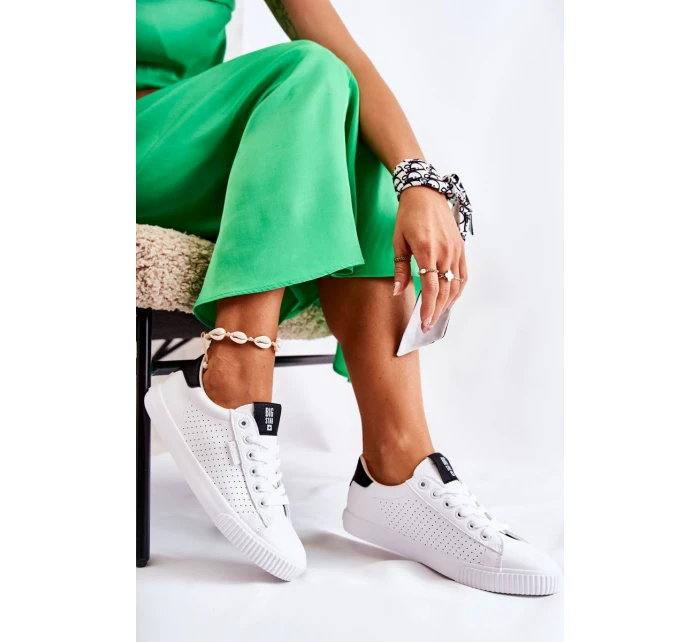 Damskie Skórzane Tenisówki BIG STAR HH274071 Biało-Czarne Damskie Skórzane Tenisówki BIG STAR HH274071 Biało-Czarne