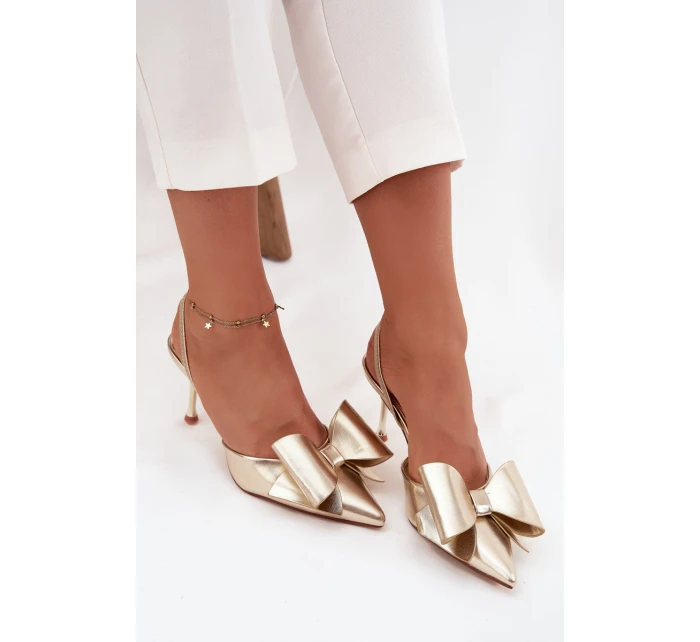 Lodičky s  a mašlí zlaté model 21715231 - Boto