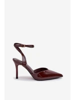 Lakované lodičky s patou čokoládové model 21788258 - Boto Lakované lodičky s patou čokoládové model 21788258 - Boto