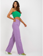 Dámske fialové džínsy so širokým vysokým pásom