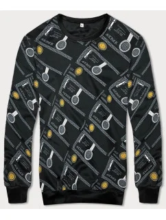 Čierna pánska mikina s potlačou (8B1110-3)