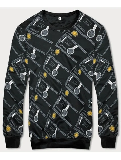 Čierna pánska mikina s potlačou (8B1110-3)