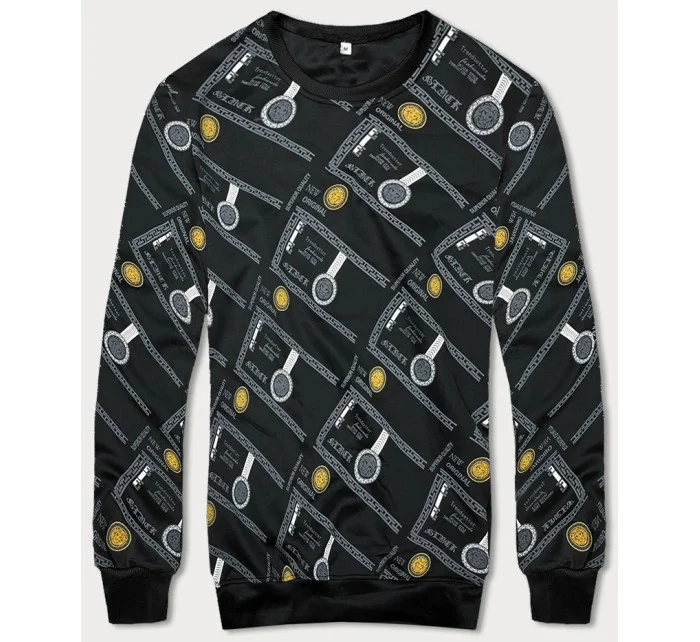 Čierna pánska mikina s potlačou (8B1110-3)