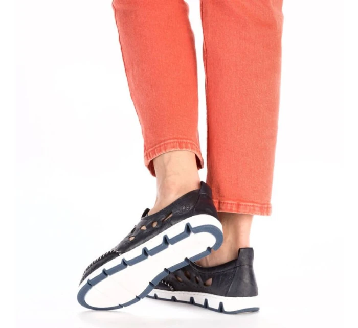 W modrá kožená polobotka s podrážkou model 19737391 - Rieker W modrá kožená polobotka s podrážkou model 19737391 - Rieker