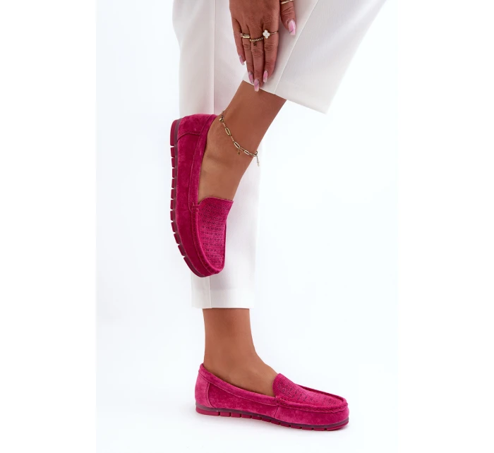 Zamszowe Mokasyny Damskie Fuksja S.Barski LR755