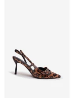 Lodičky s patou a pásky leopardí hnědé model 21711779 - Boto