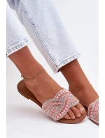 Zdobené dámské ploché nazouváky růžové Dovima Zdobené dámské ploché nazouváky růžové Dovima