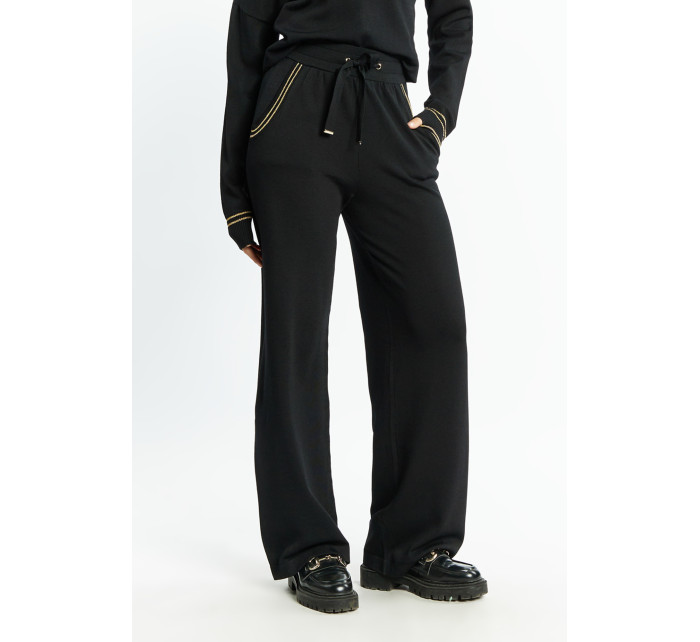Monnari nohavice Dámske nohavice so širokými nohavicami Black