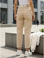 Jeansy damskie mom fit z wysokim stanem beżowe model 22092268 - FashionStreet